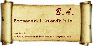 Bocsanszki Atanázia névjegykártya